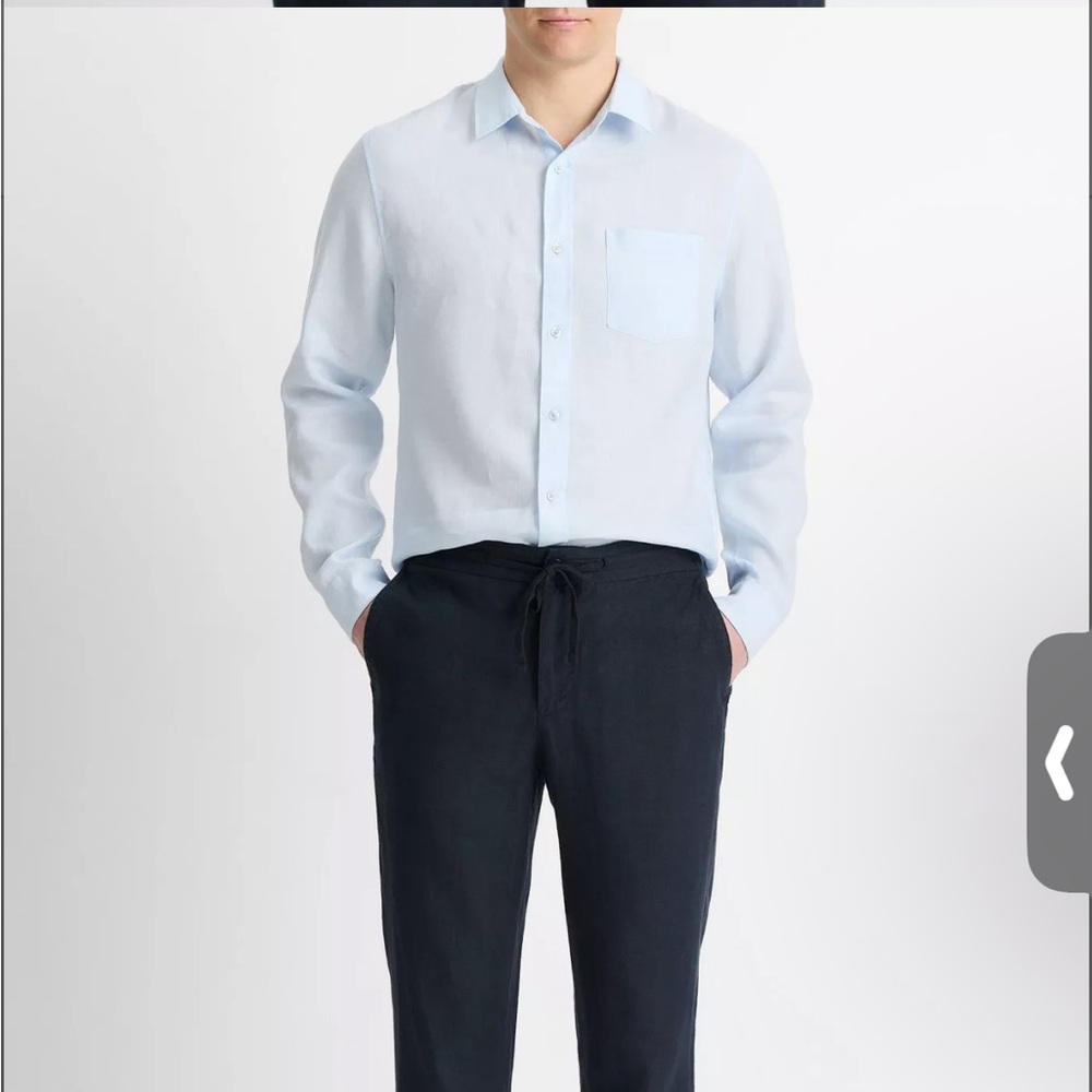 Vince Light Blue 100% linen Button-Up Shirt size L